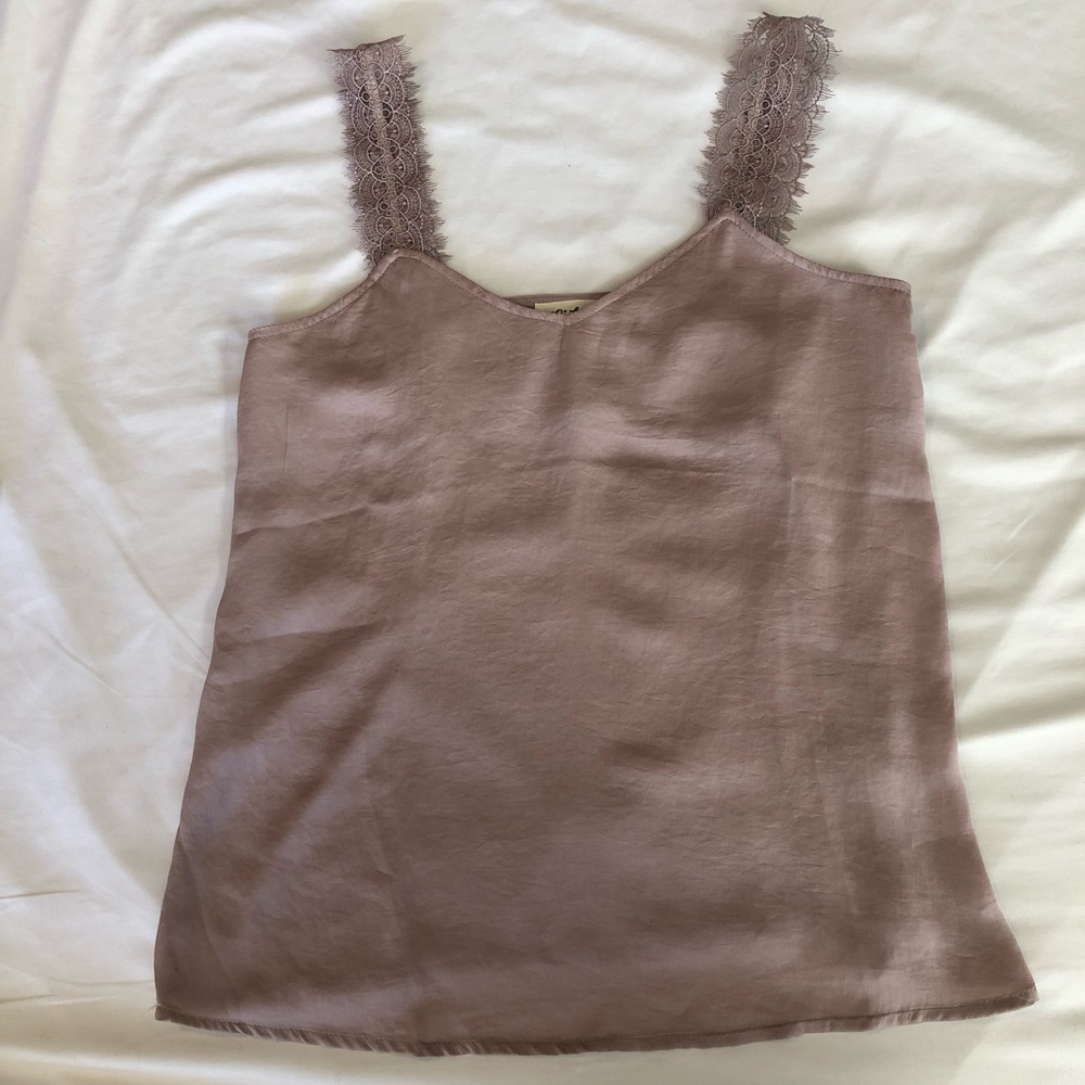 Blush tank with lace straps